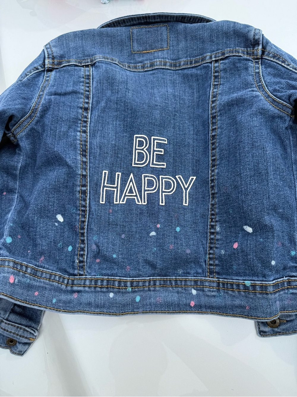 Cat & Jack Blue Denim Jacket with Paint-Splash Accents